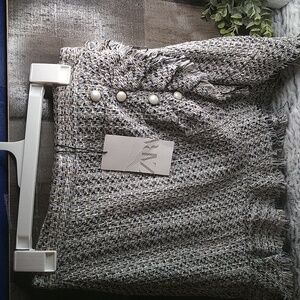 Zara Kids Black and White Tweed Skirt